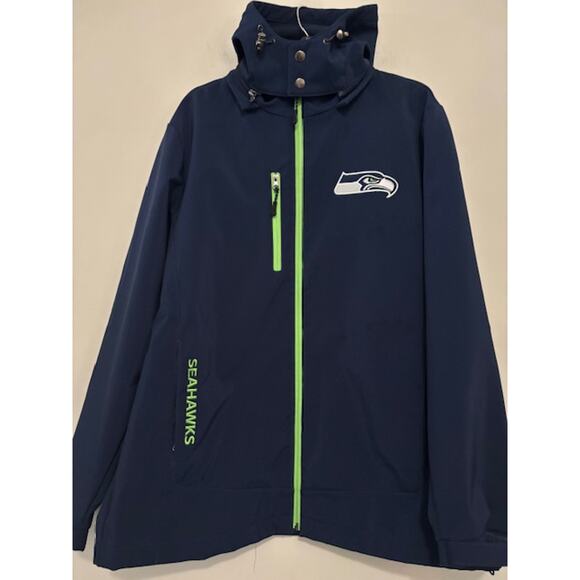 Seattle Seahawks Jacket Soft Shell Removable Hood Fleece Lined Mens Large NFL - Picture 1 of 10